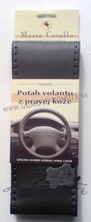 Tmavošedo-čierny poťah volantu z pravej kože hladký s perforovaním