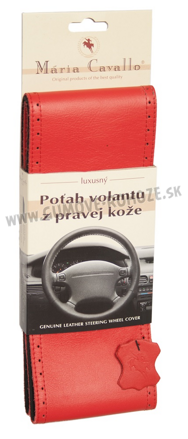 Červený poťah volantu z pravej kože hladký