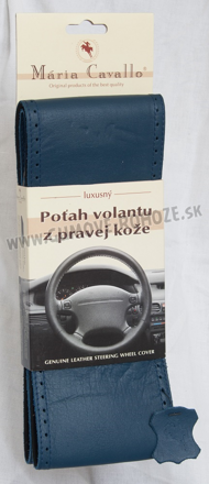 Modrý poťah volantu z pravej kože hladký