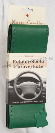 Zelený poťah volantu z pravej kože hladký