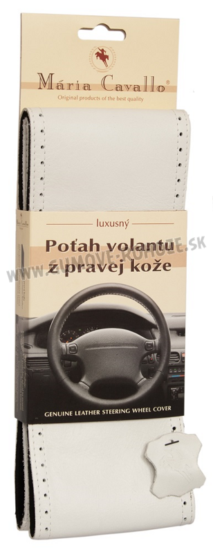 Biely poťah volantu z pravej kože celoperforovaný Biely poťah volantu z pravej kože celoperforovaný