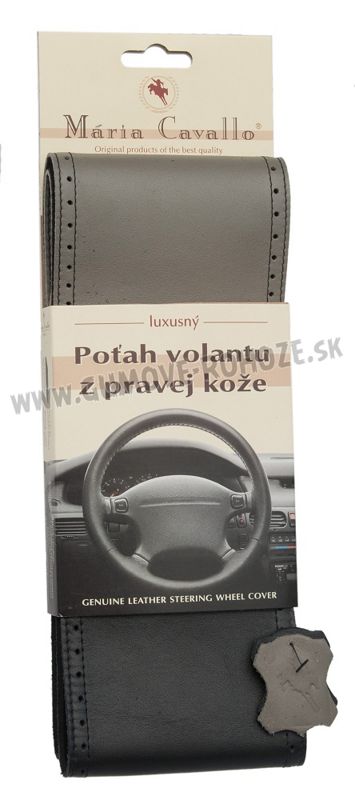 Svetlošedo-čierny poťah volantu z pravej kože celoperforovaný Svetlošedo-čierny poťah volantu z pravej kože celoperforovaný